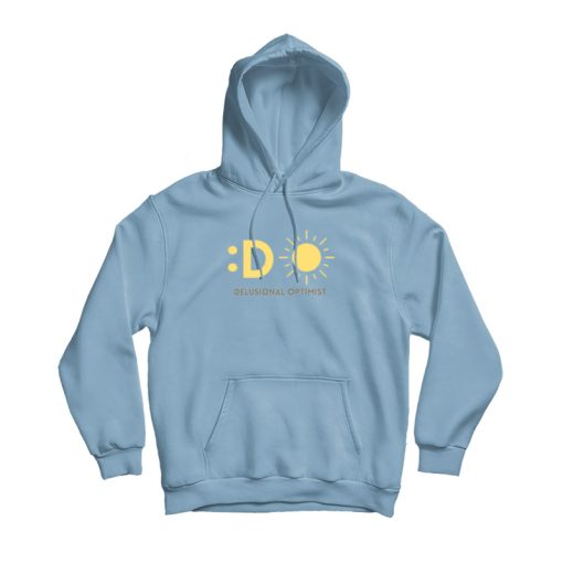 Delusional Optimist Logo Sticker Hoodie