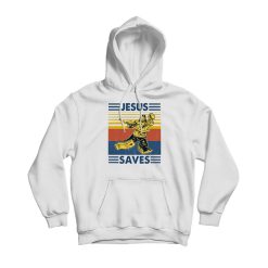 Hockey Jesus Saves Vintage Hoodie