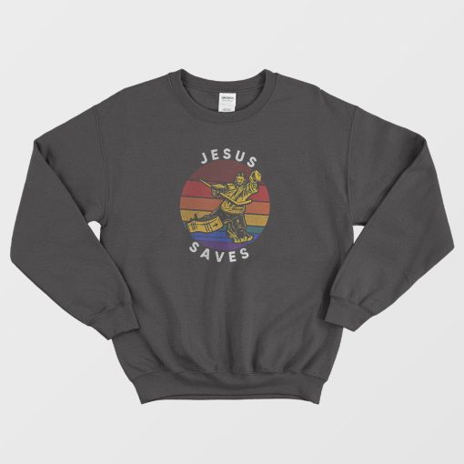 Retro Jesus Saves Sweatshirt