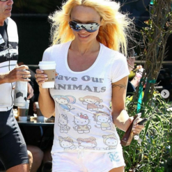 Pamela Anderson Save Our Animals Hello Kitty T-Shirt