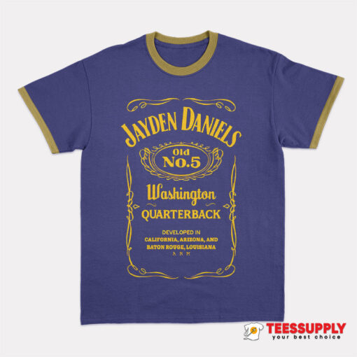 Jayden Daniels No 5 Washington Quarterback Ringer T-Shirt